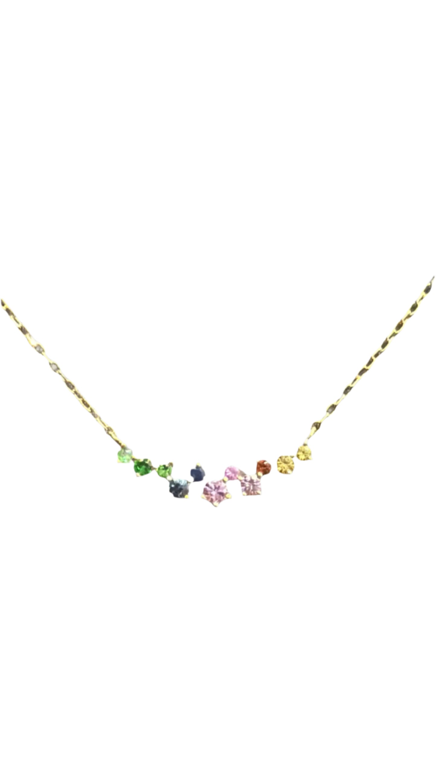 14K YELLOW GOLD LADIES NECKLACE MULTI SAPPHIRE CLUSTER PENDANTCS -.030 CARAT