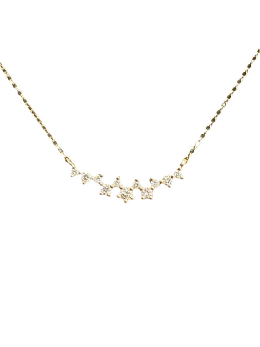 14k YELLOW GOLD NATURAL DIAMOND CLUSTER NECKLACE DIA=0.14