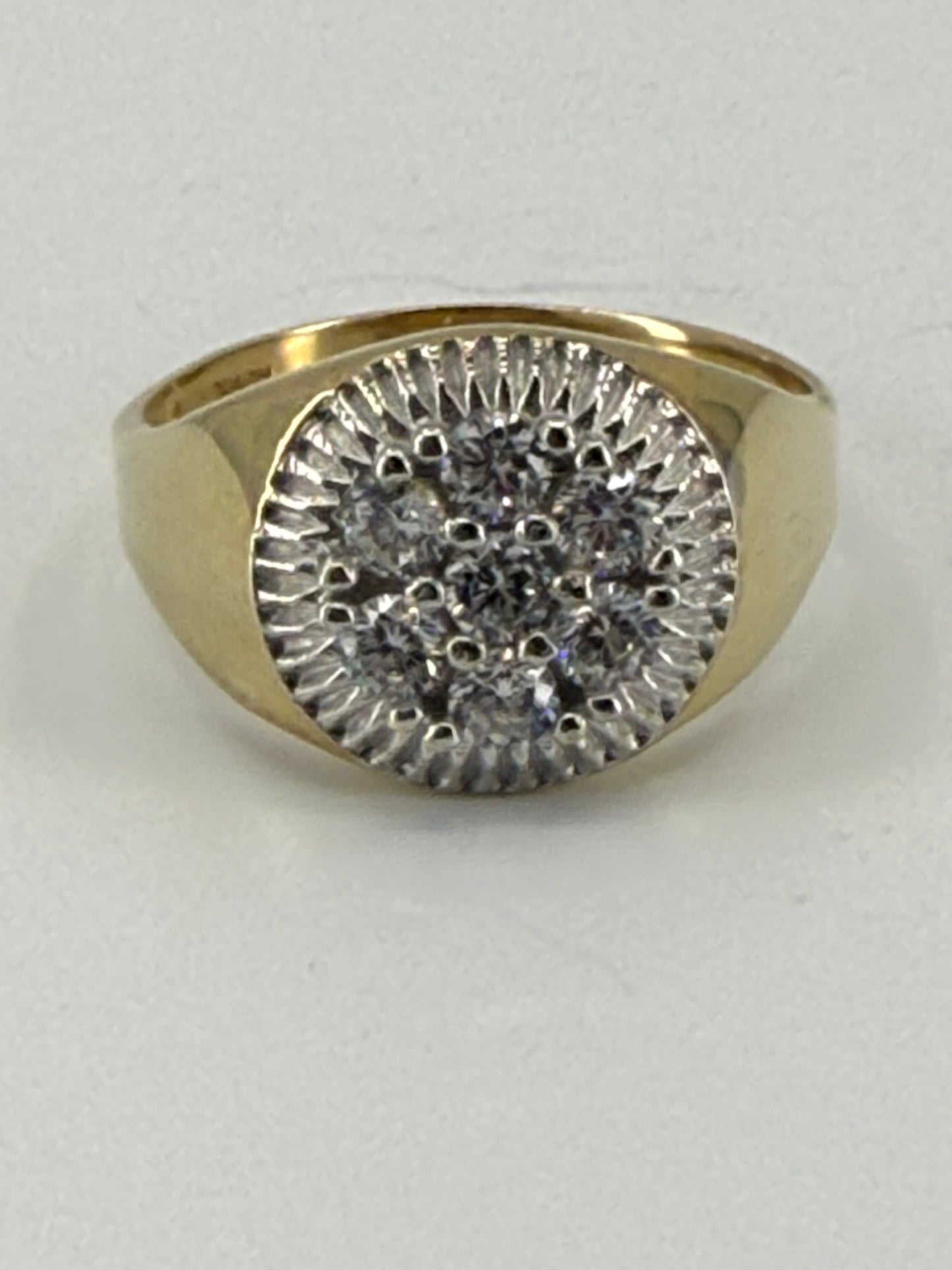 14K YELLOW GOLD MEN RING WITH BEZEL AND LITTLE WHITE ZIRCONIAS STONES