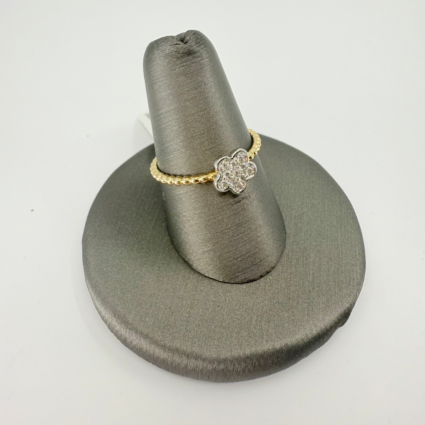 14k GOLD TWO TONES STAR SHAPED NATURAL DIAMOND LADIES RING DIA - 0.15